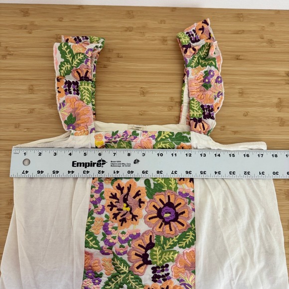 Anthropologie Tiny Marin Floral Embroidered Tank Top Sleeveless Cream Size M - Picture 7 of 12